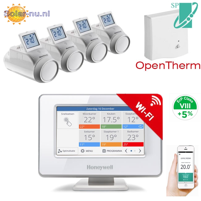 Ongeldig Grijpen toediening Honeywell Evohome Wifi pakket OpenTherm set+4 RF thermostaatknoppen ATP954  - I-Thermostaten Evohome - solar-nu.webshop.nl