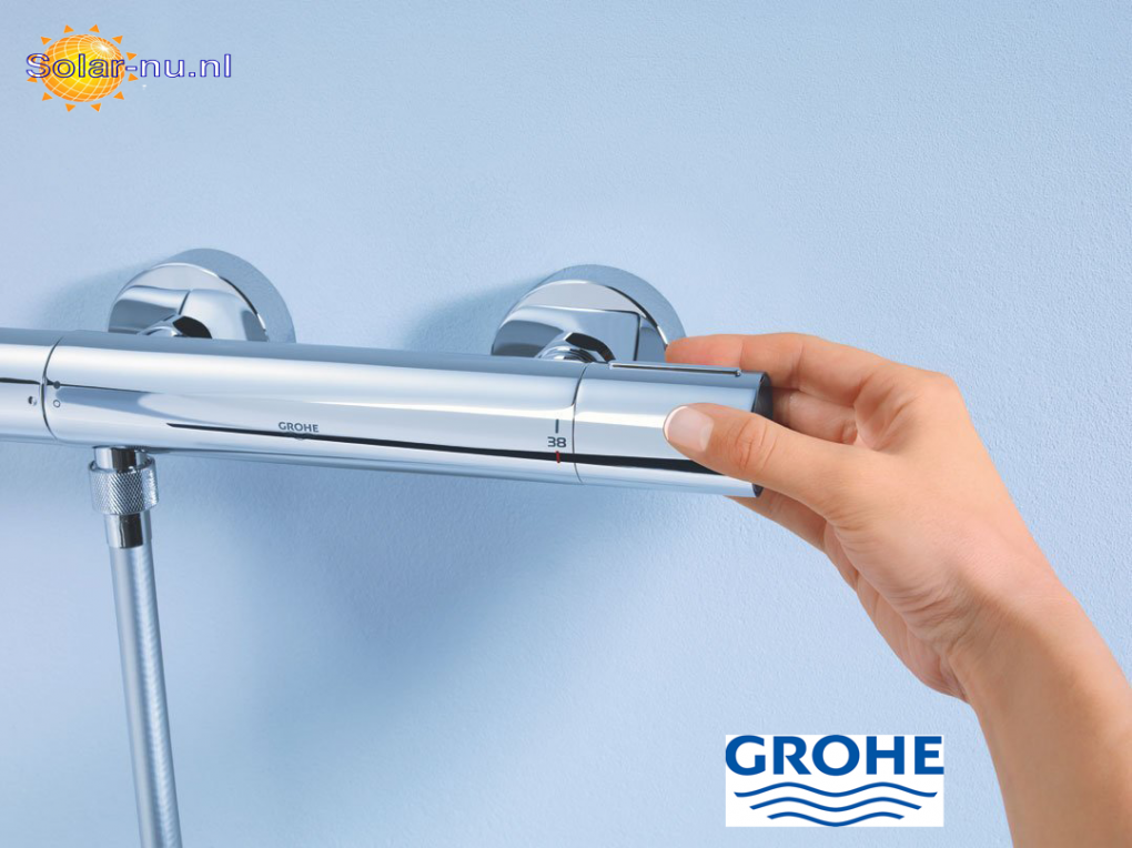 Douche Thermostaatkraan Grohe Grotherm 1000 + koppelingen chroom (HotFill vaatwasser) - Warmwater & Comfort solar-nu.webshop.nl